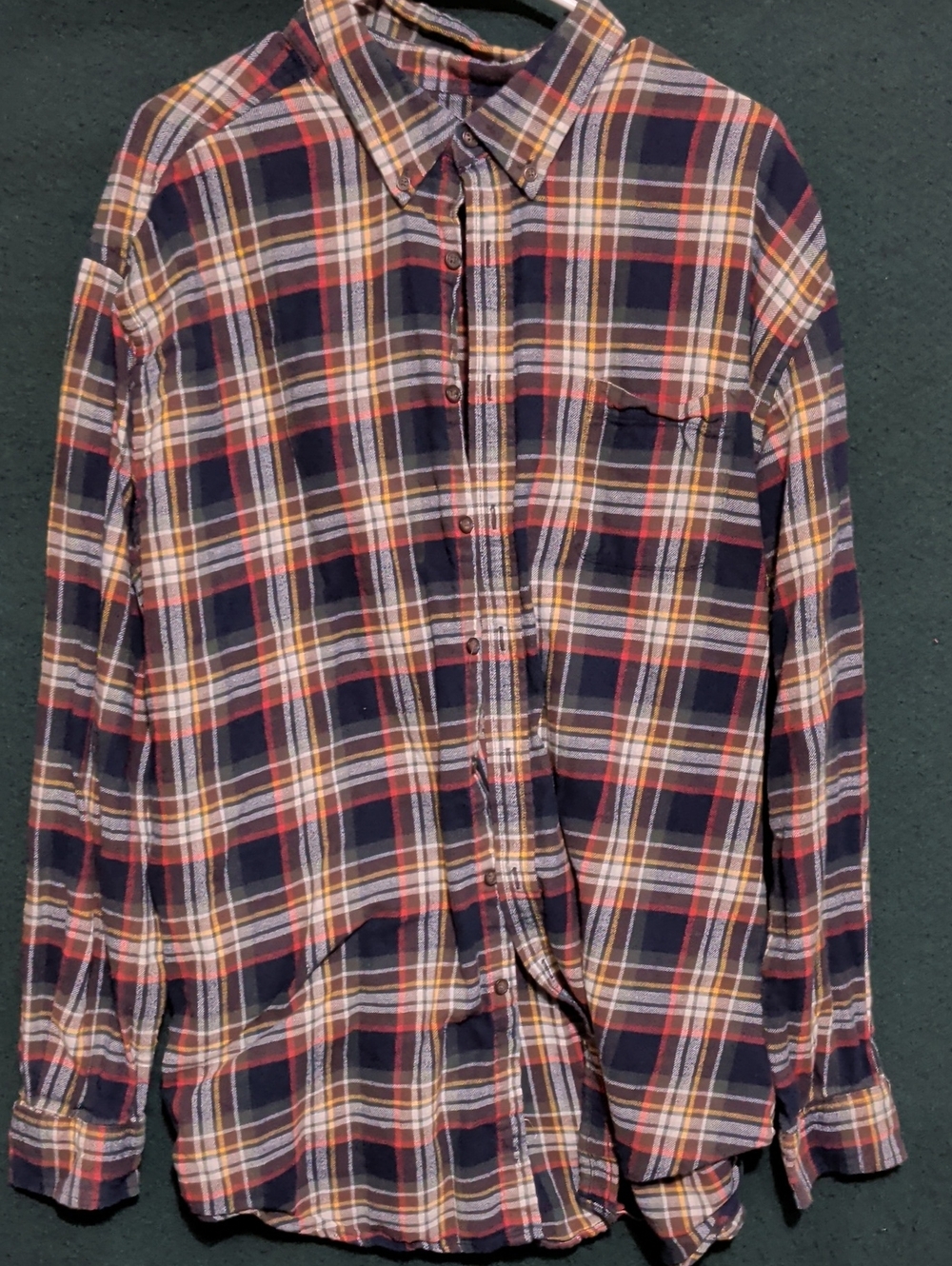 croft & barrow Navy and Red Plaid Button-Down Shirt
